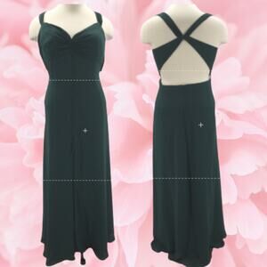 AW BRIDAL 22 3X plus Dark Emerald green bridesmaid guest maxi dress NEW B27